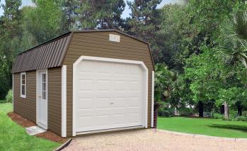 Shale Signature Garage with barn white trim and white garage door.